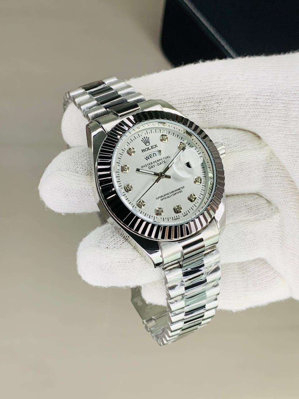 ROLEX-Inspired 'The WHITE Gem' Timepiece  in WHITE
