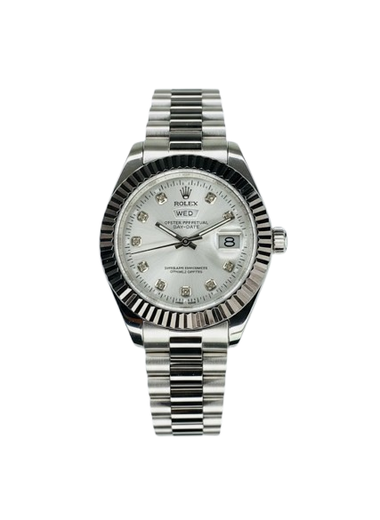 ROLEX-Inspired 'The WHITE Gem' Timepiece  in WHITE