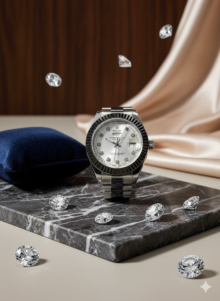 ROLEX-Inspired 'The WHITE Gem' Timepiece  in WHITE